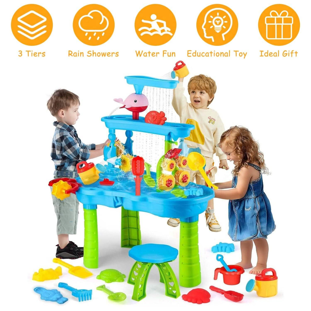 Kids Sand Water Table for 3-6 Years Old Sensory Exercise Friendship Building 5