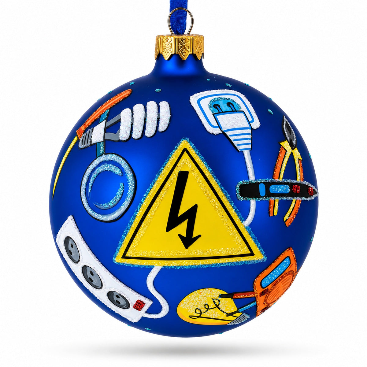 Electrician Toolbox Glass Ball Christmas Ornaments 4 Inches 1