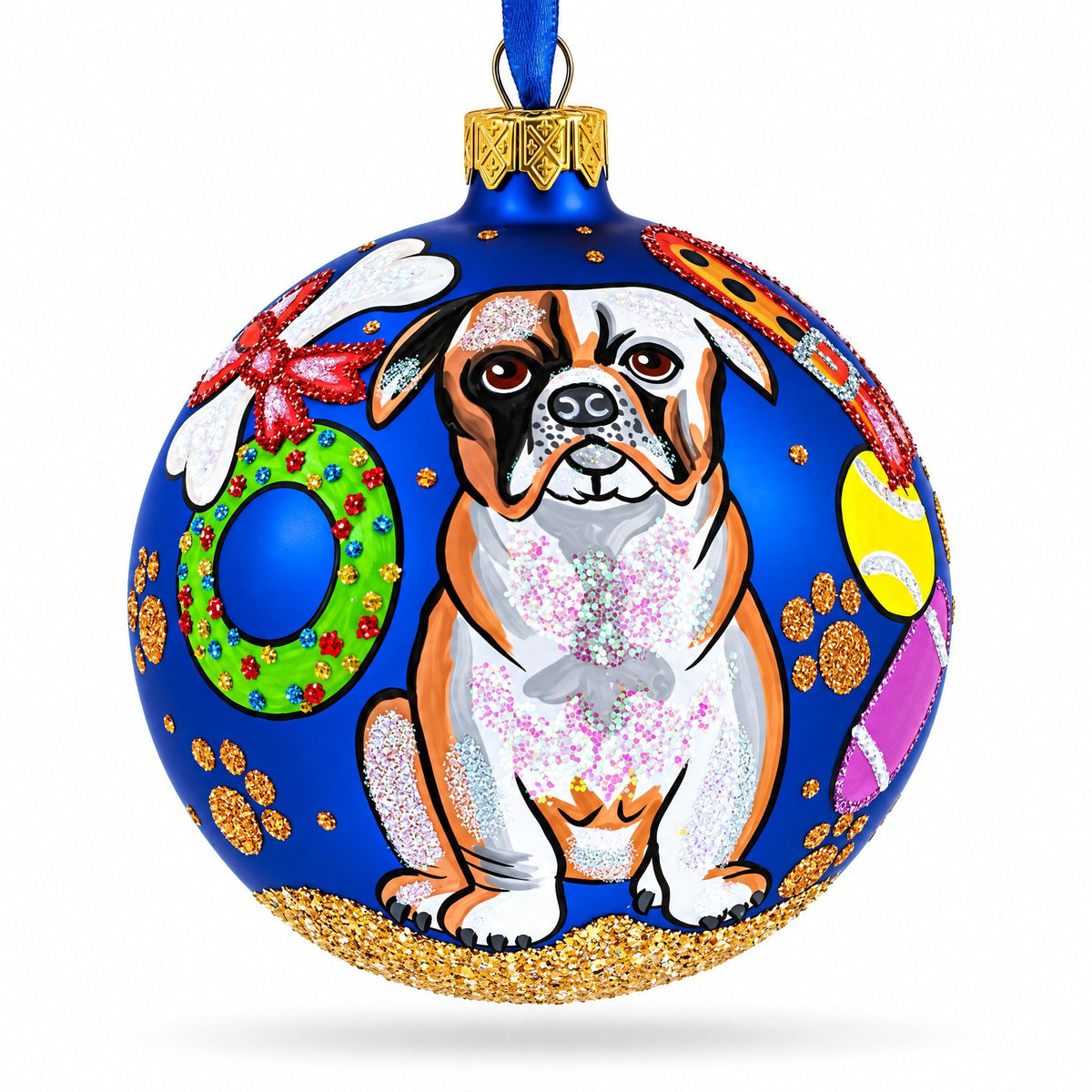 Bulldog Gifts Glass Ball Christmas Ornaments 4 Inches 1