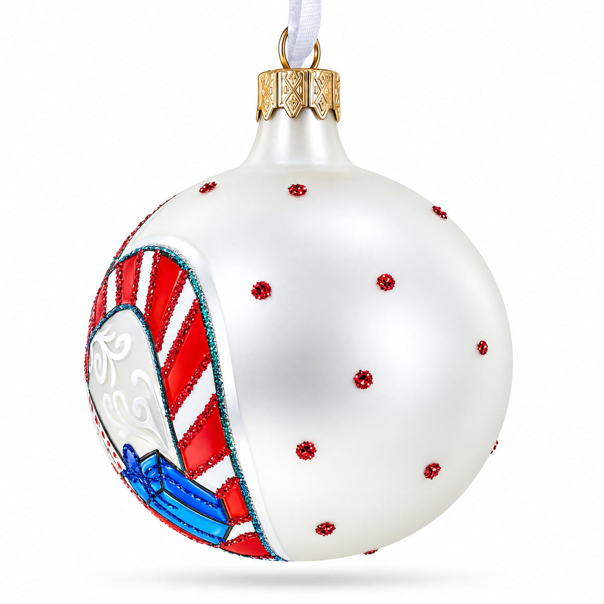 Elf and Candy Canes Glass Ball Christmas Ornaments 3.25 Inches 2