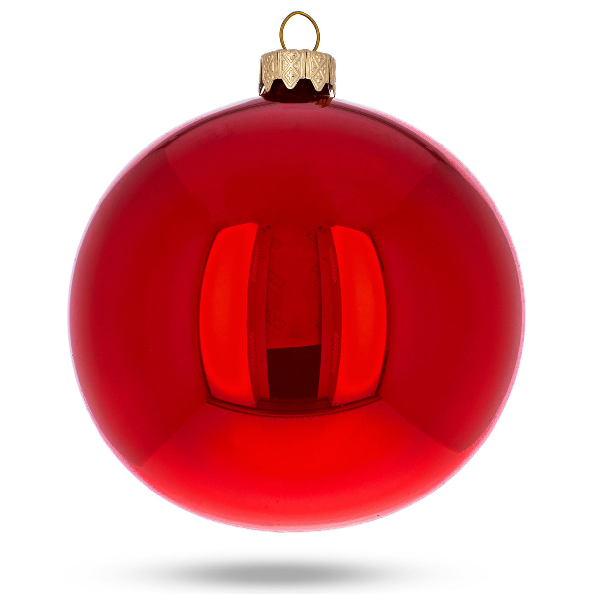 Set of 6 Red Glossy Glass Ball Christmas Ornaments 3.25 Inches (039) 4