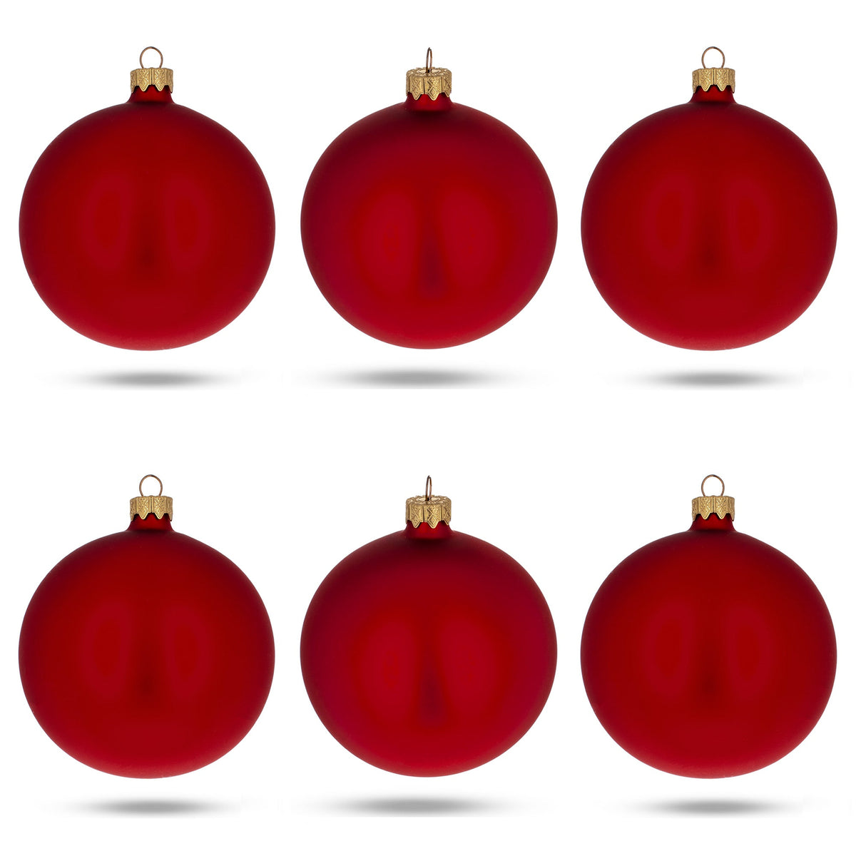 Set of 6 Matte Red Glass Ball Christmas Ornaments 3.25 Inches (046) 1
