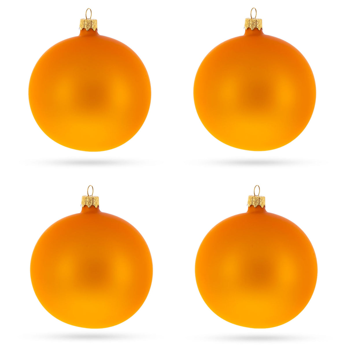 Set of 4 Matte Orange Glass Ball Christmas Ornaments 4 Inches (011) 1