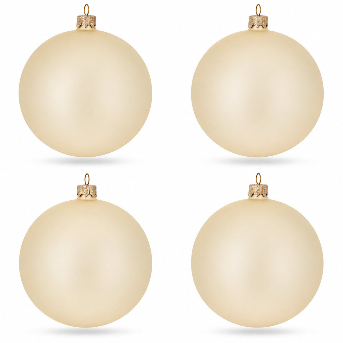 Set of 4 Beige Glass Ball Christmas Ornaments 4 Inches (005) 1