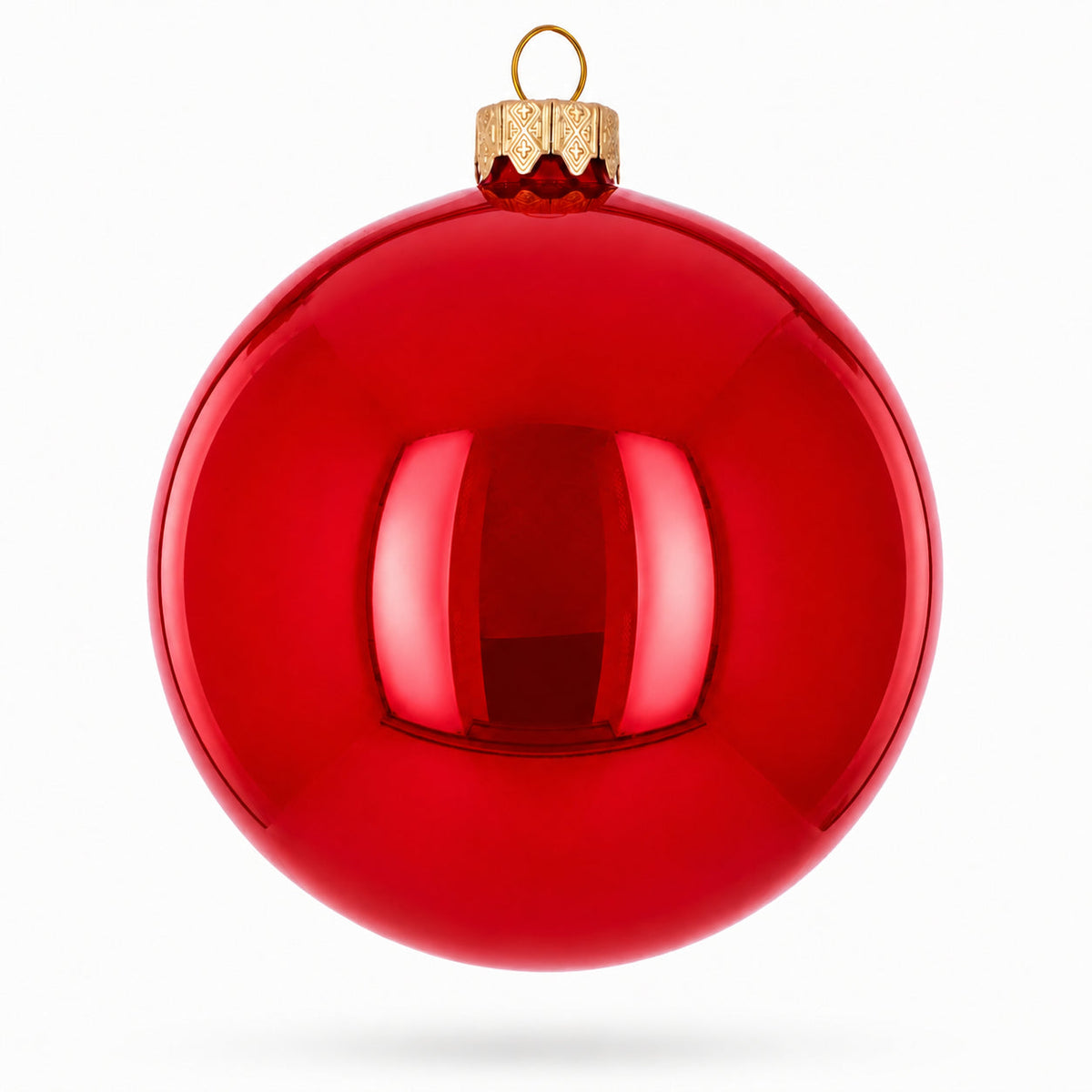 Set of 4 Glossy Red Glass Ball Christmas Ornaments 4 Inches (008) 4