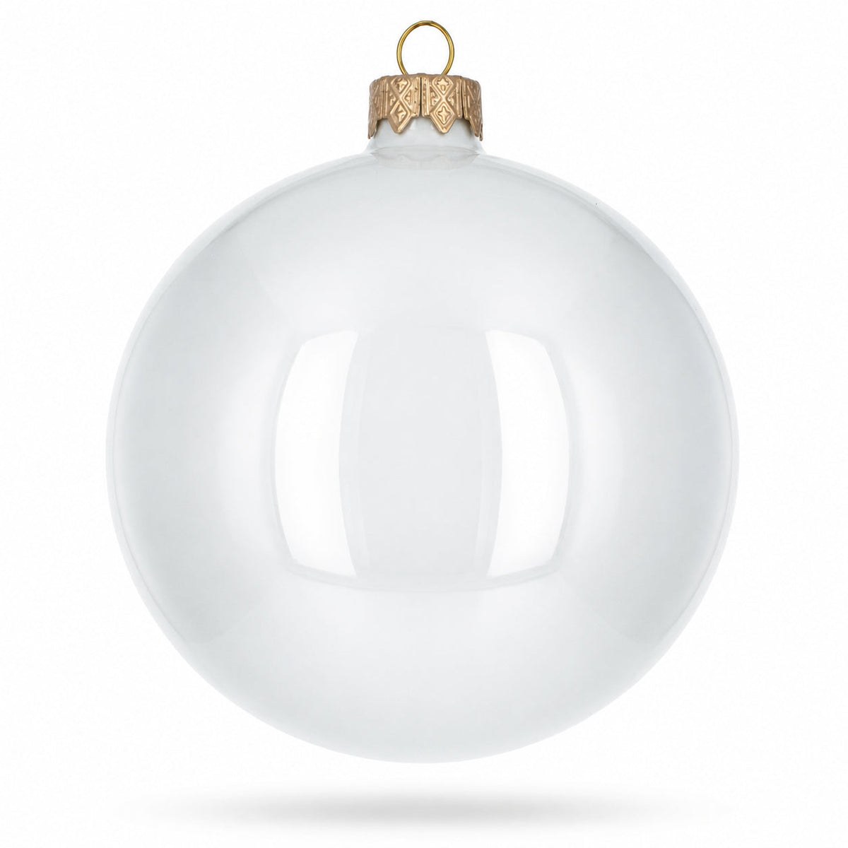Set of 4 Glossy White Glass Ball Christmas Ornaments 4 Inches (009) 4