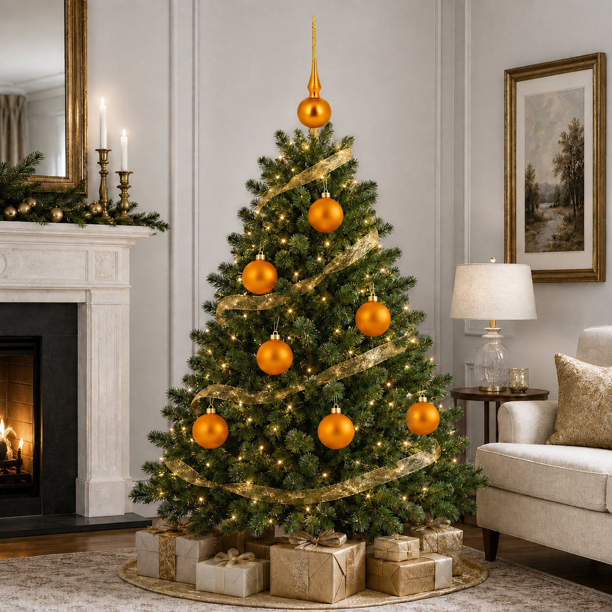 Set of 4 Matte Orange Glass Ball Christmas Ornaments 4 Inches (011) 2