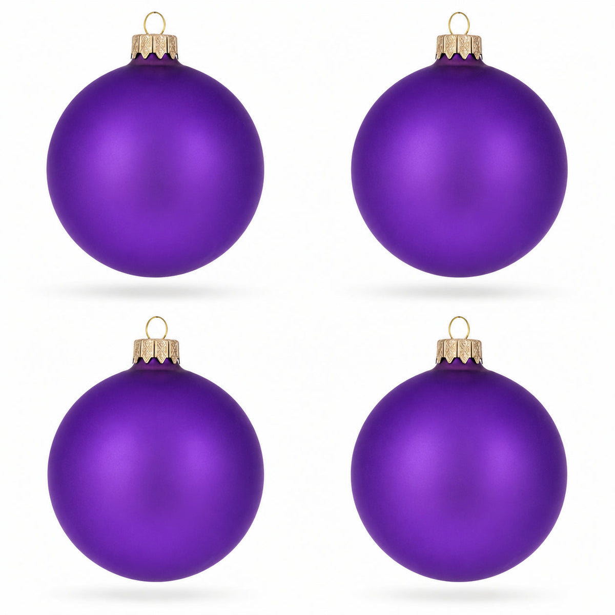 Set of 4 Matte Purple Glass Ball Christmas Ornaments 4 Inches (012) 1