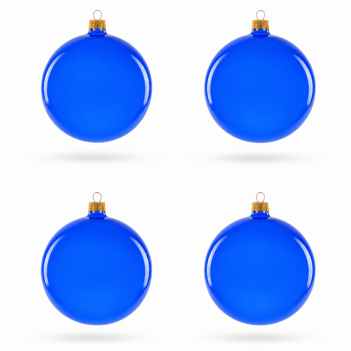 Set of 4 Translucent Glossy Blue Glass Ball Christmas Ornaments (016) 1