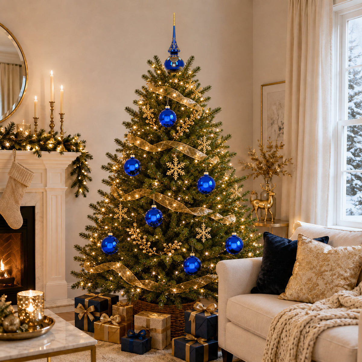 Set of 6 Glossy Blue Glass Ball Christmas Ornaments 3.25 Inches (038) 2