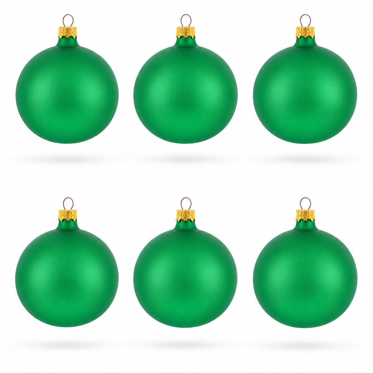 Set of 6 Matte Green Glass Ball Christmas Ornaments 3.25 Inches (040) 1