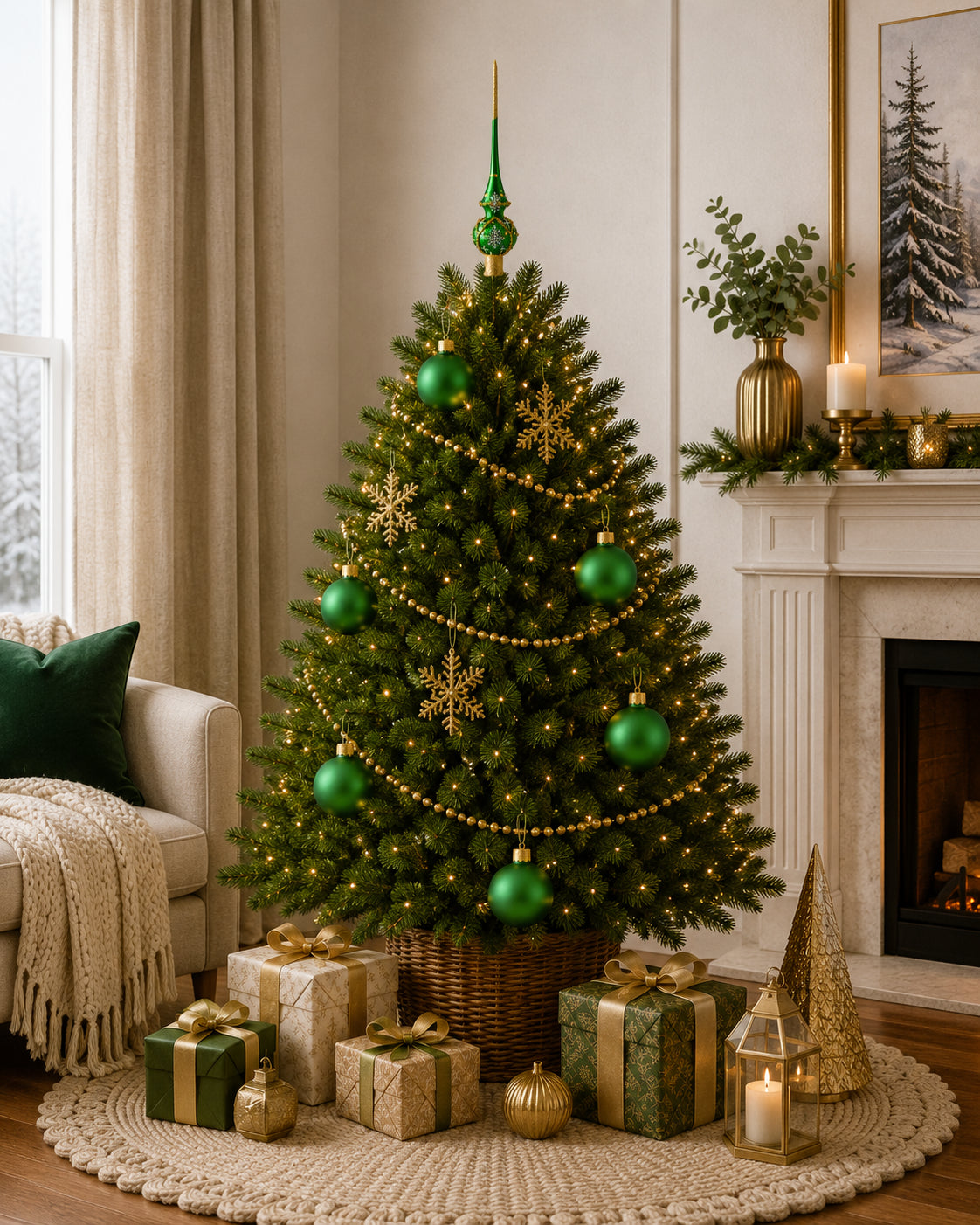 Set of 6 Matte Green Glass Ball Christmas Ornaments 3.25 Inches (040) 2