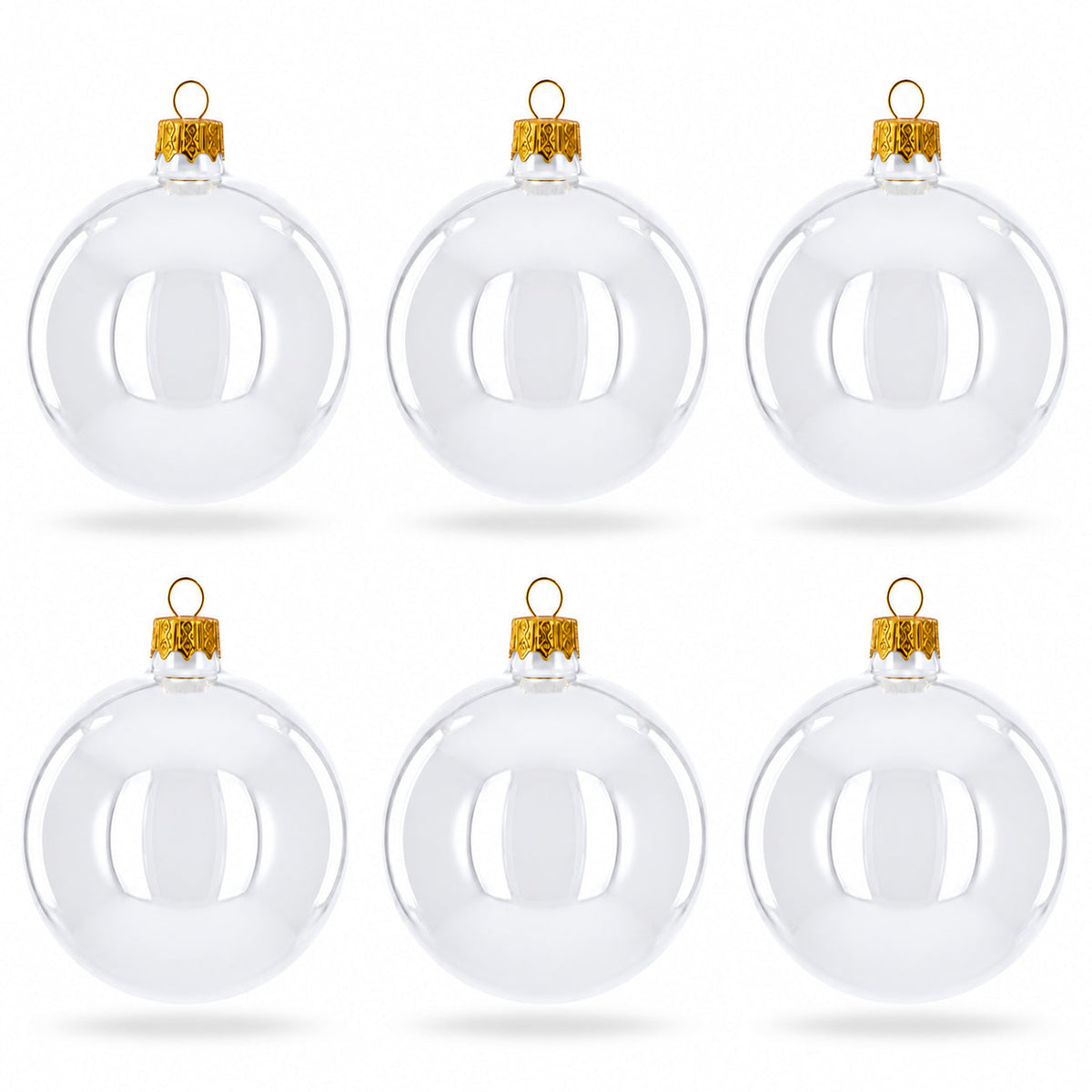 Set of 6 White Glossy Glass Ball Christmas Ornaments 3.25 Inches (041) 1