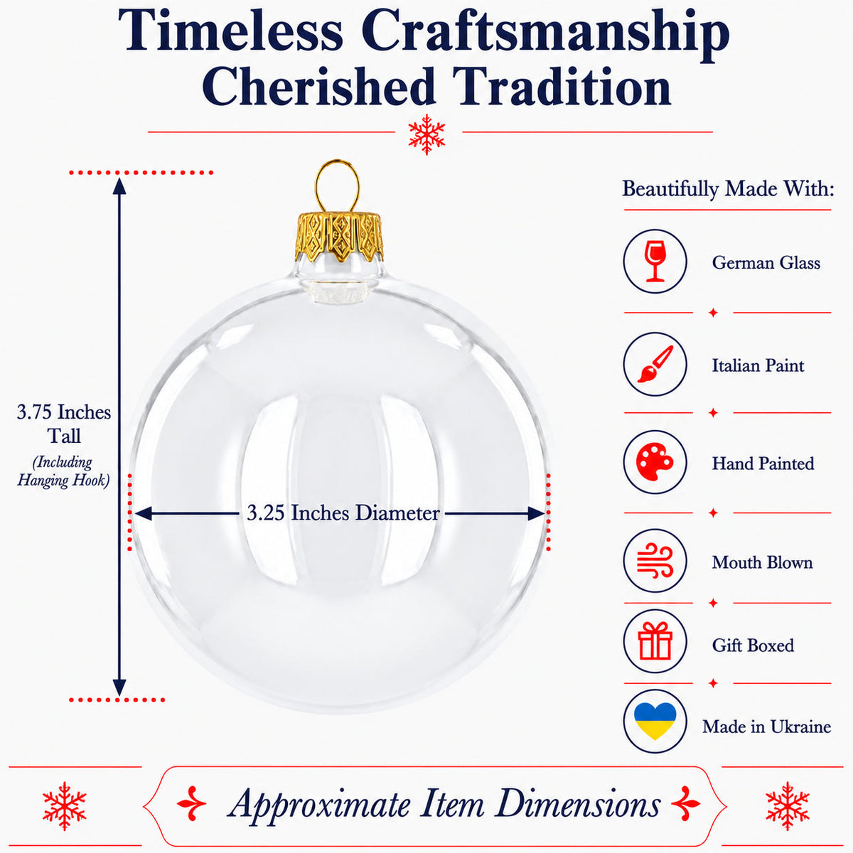 Set of 6 White Glossy Glass Ball Christmas Ornaments 3.25 Inches (041) 2