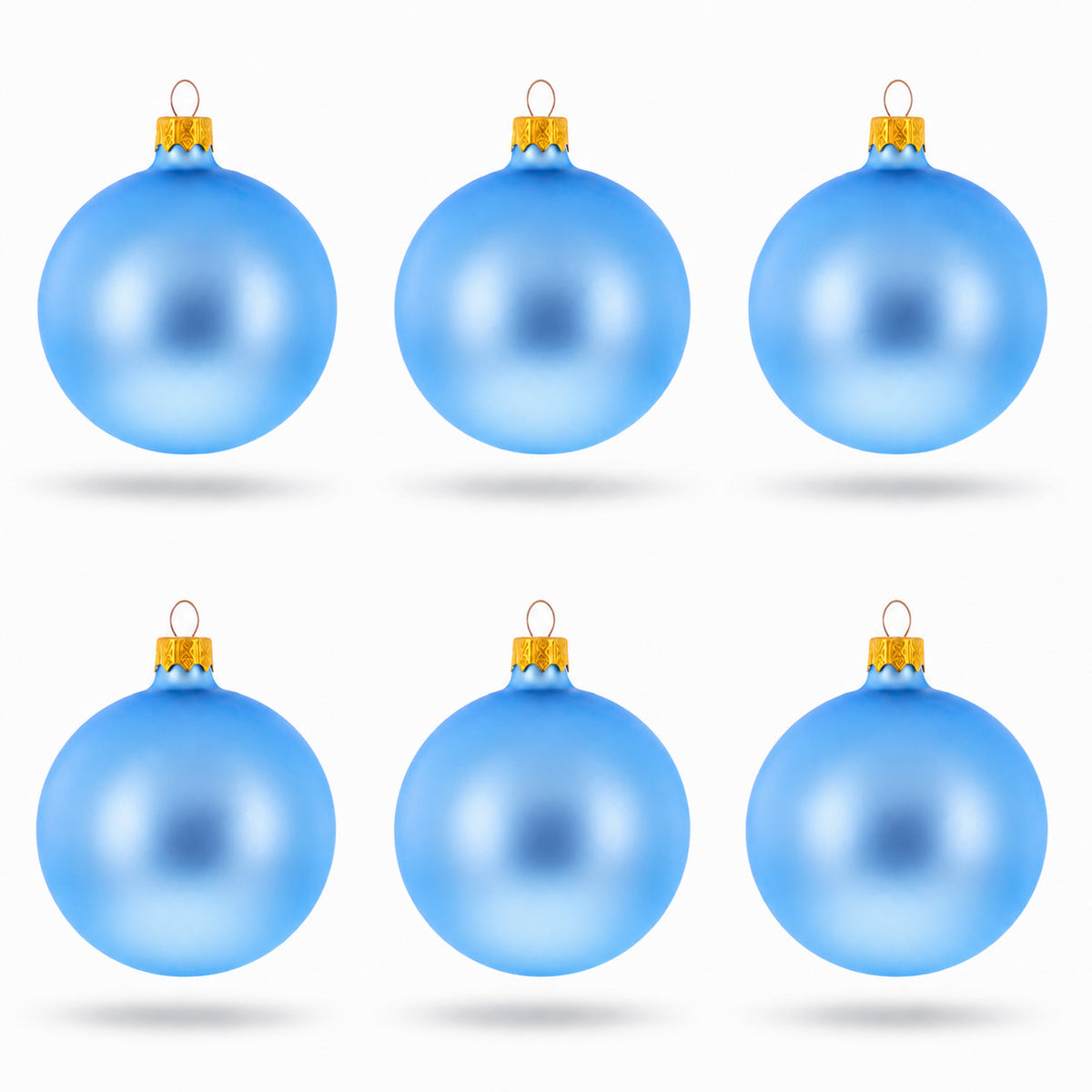 Set of 6 Matte Light Blue Glass Ball Christmas Ornaments 3.25 Inches (042) 1