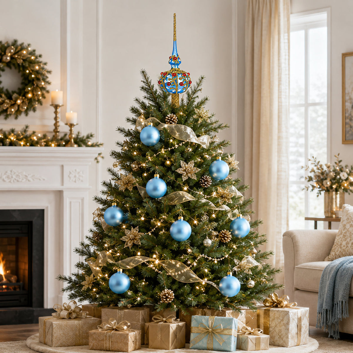 Set of 6 Matte Light Blue Glass Ball Christmas Ornaments 3.25 Inches (042) 2