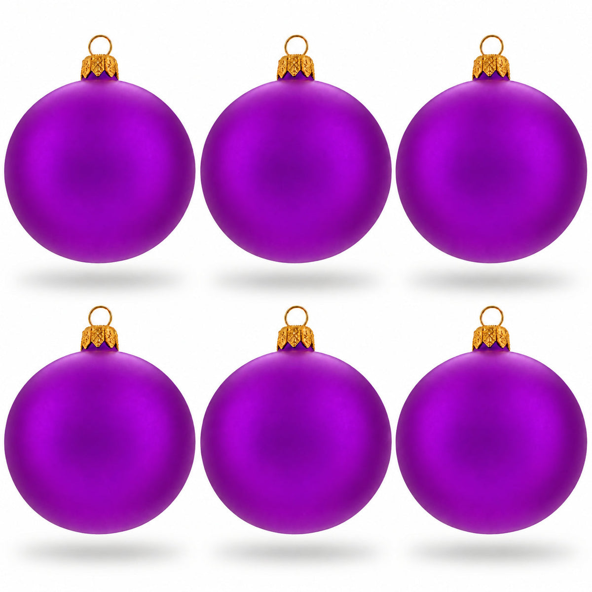 Set of 6 Purple Matte Glass Ball Christmas Ornaments 3.25 Inches (044) 1