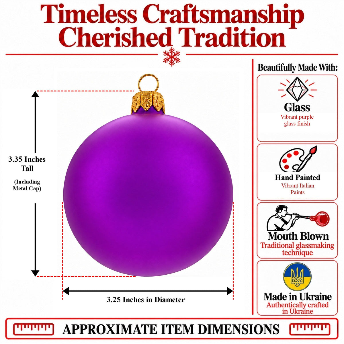 Set of 6 Purple Matte Glass Ball Christmas Ornaments 3.25 Inches (044) 4