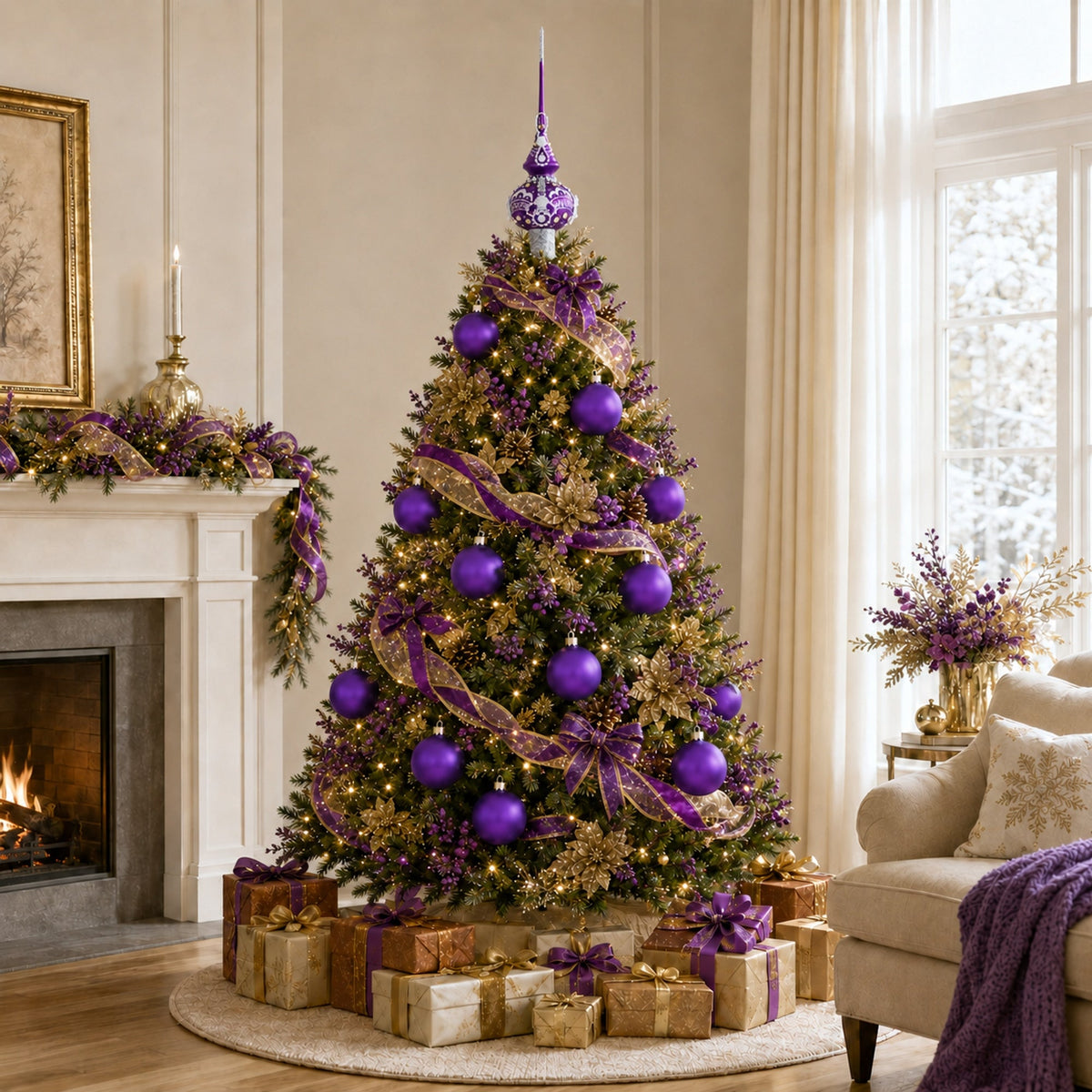 Set of 6 Purple Matte Glass Ball Christmas Ornaments 3.25 Inches (044) 2