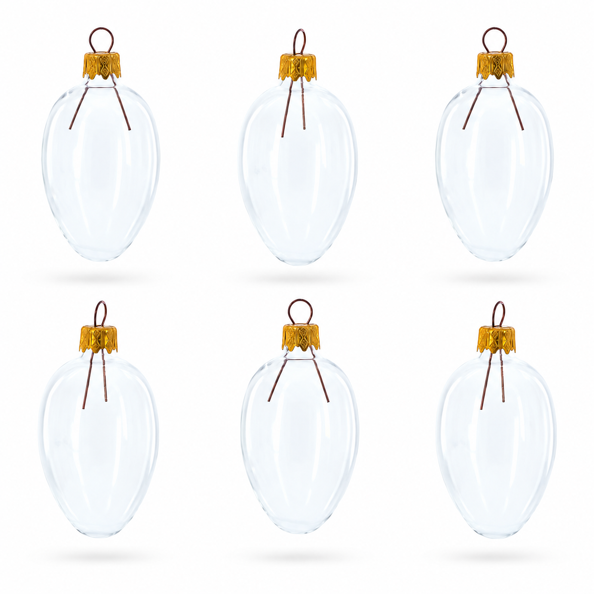 Set of 6 Clear Mini Glass Egg Ornaments 2.9 Inches 1