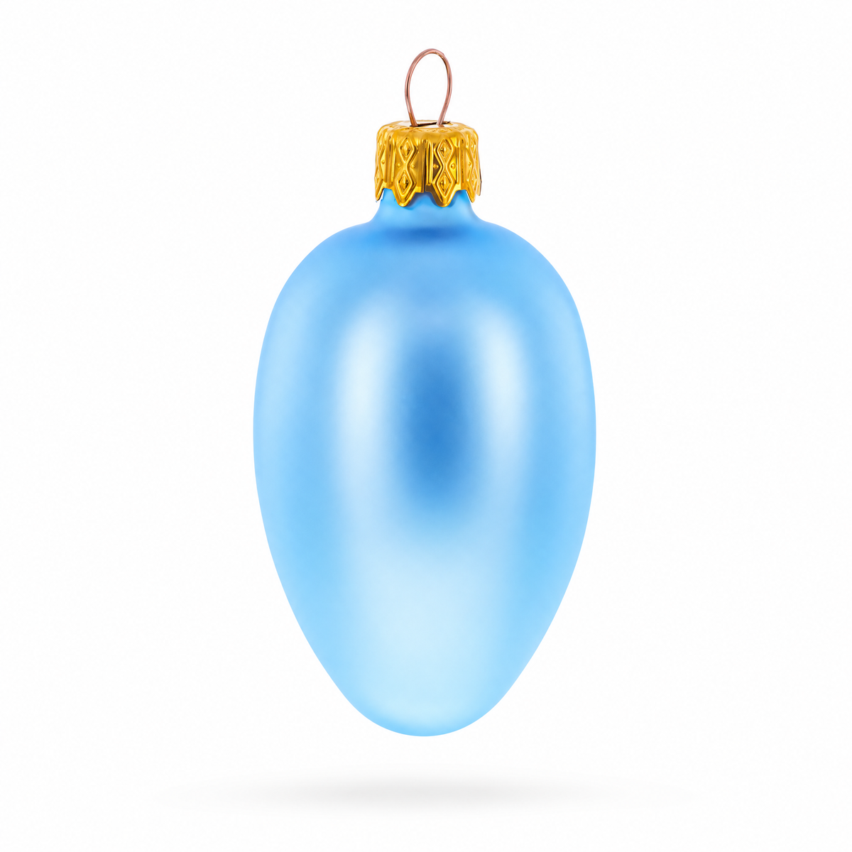 Set of 6 Blue Mini Glass Egg Ornaments 2.9 Inches 2