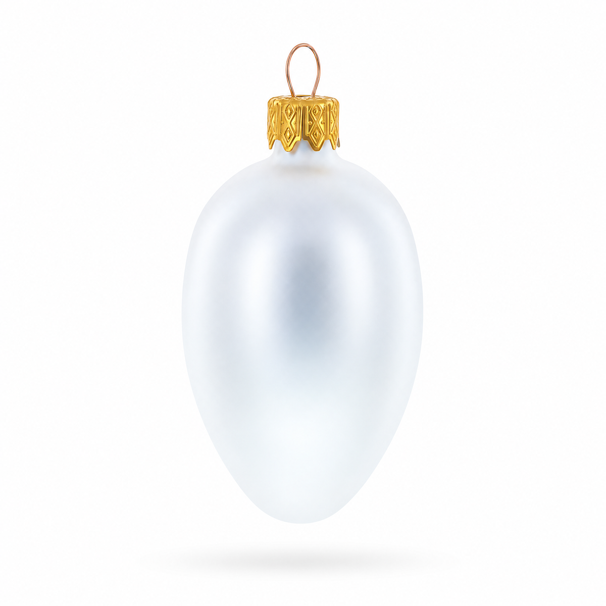 Set of 6 Matte  White Mini Glass Egg Ornaments 2.9 Inches 2