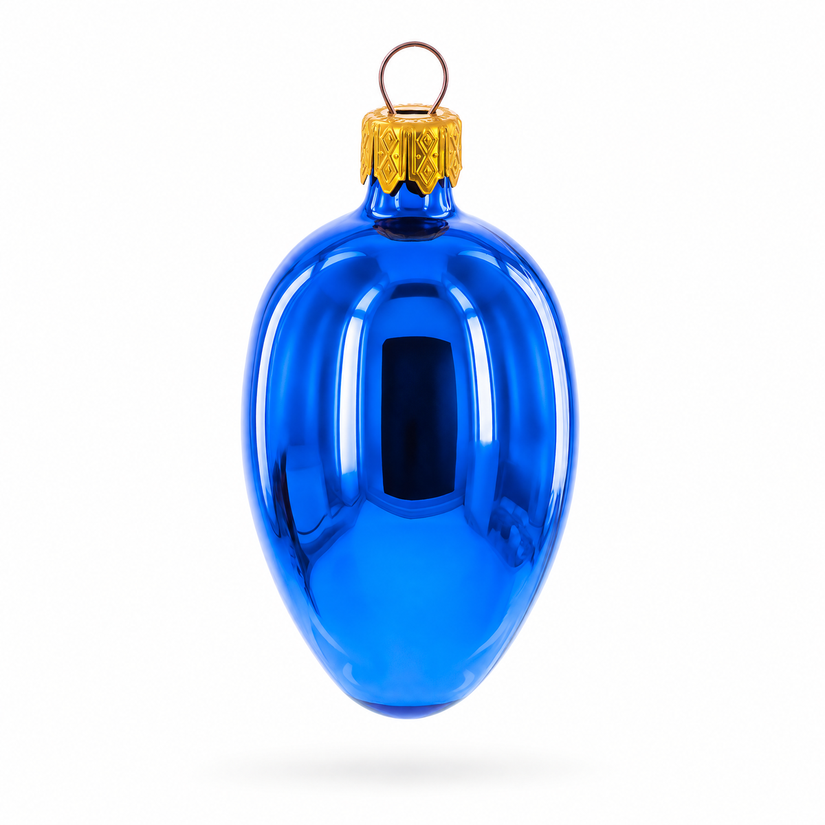 Set of 6 Glossy Blue Mini Glass Egg Ornaments 2.9 Inches 2