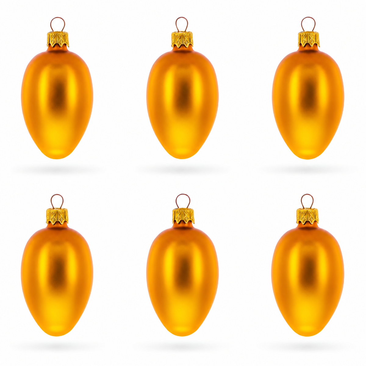 Set of 6 Matte Gold Mini Glass Egg Ornaments 2.9 Inches 1