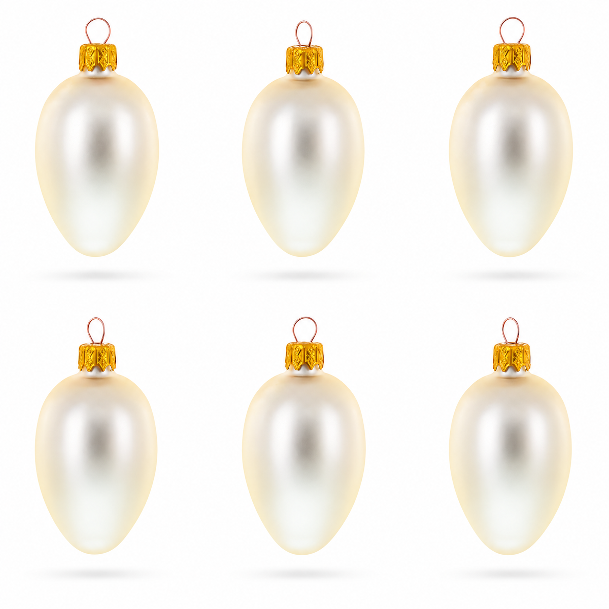Set of 6 Champagne Mini Glass Egg Ornaments 2.9 Inches 1