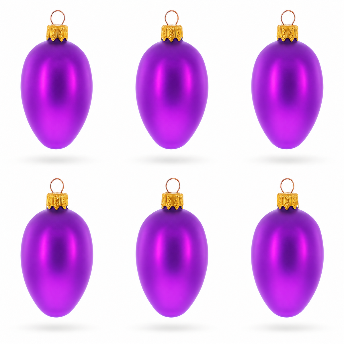 Set of 6 Purple Mini Glass Egg Ornaments 2.9 Inches 1