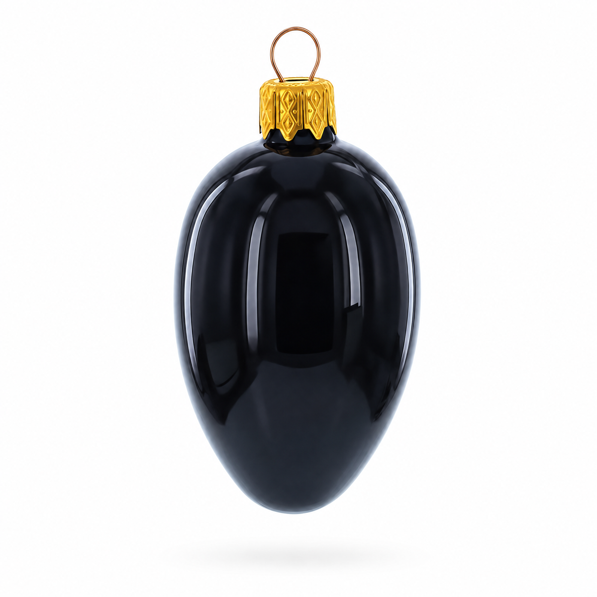 Set of 6 Black Mini Glass Egg Ornaments 2.9 Inches 2