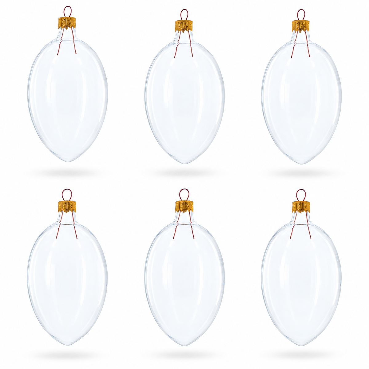 Set of 6 Clear Glass Egg Ornaments DIY Craft 4 Inches 1