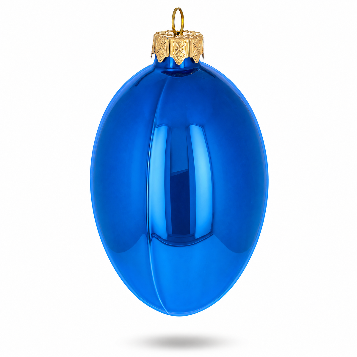 Set of 6 Blue Glossy Glass Egg Ornaments 4 Inches 2
