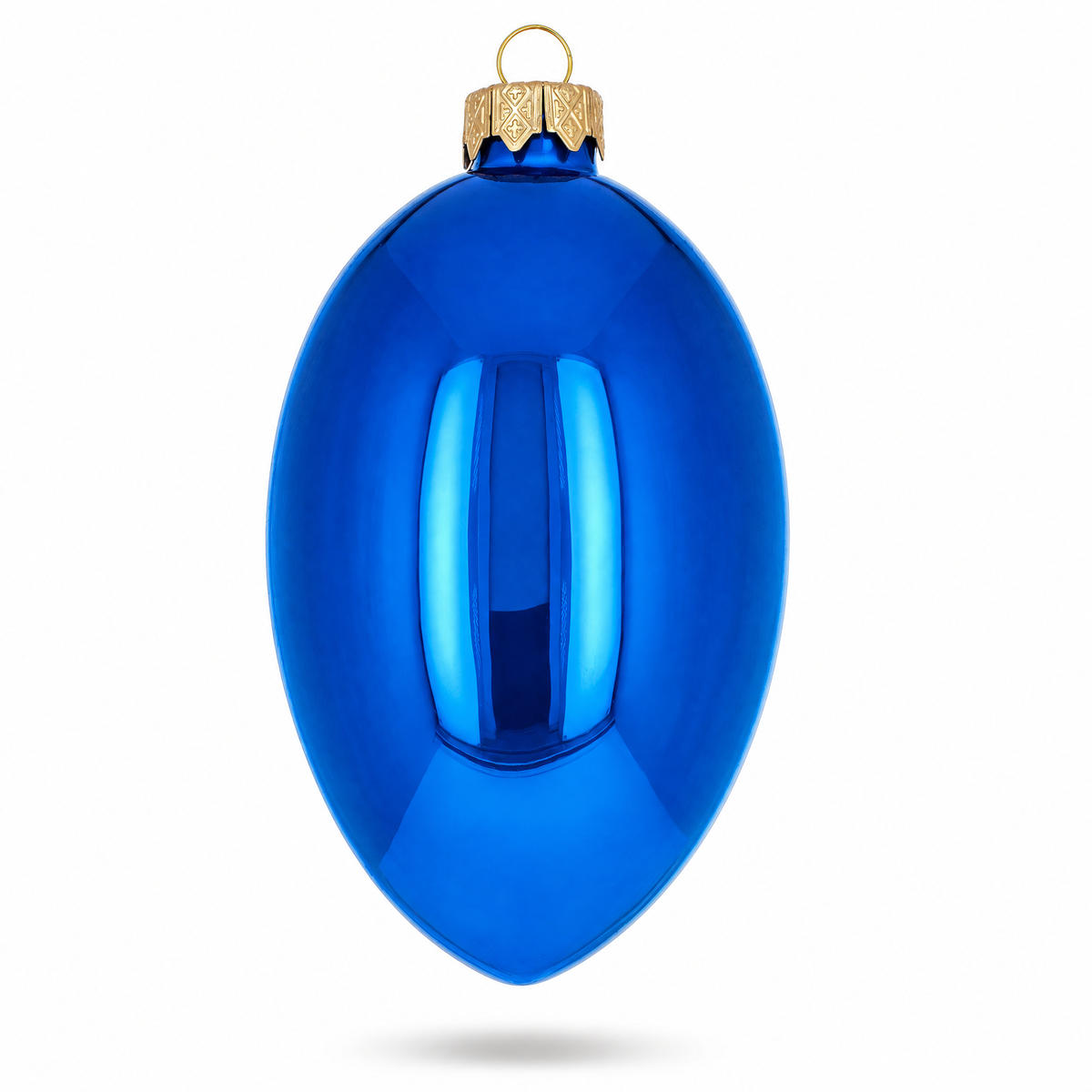 Set of 6 Blue Glossy Glass Egg Ornaments 4 Inches 3