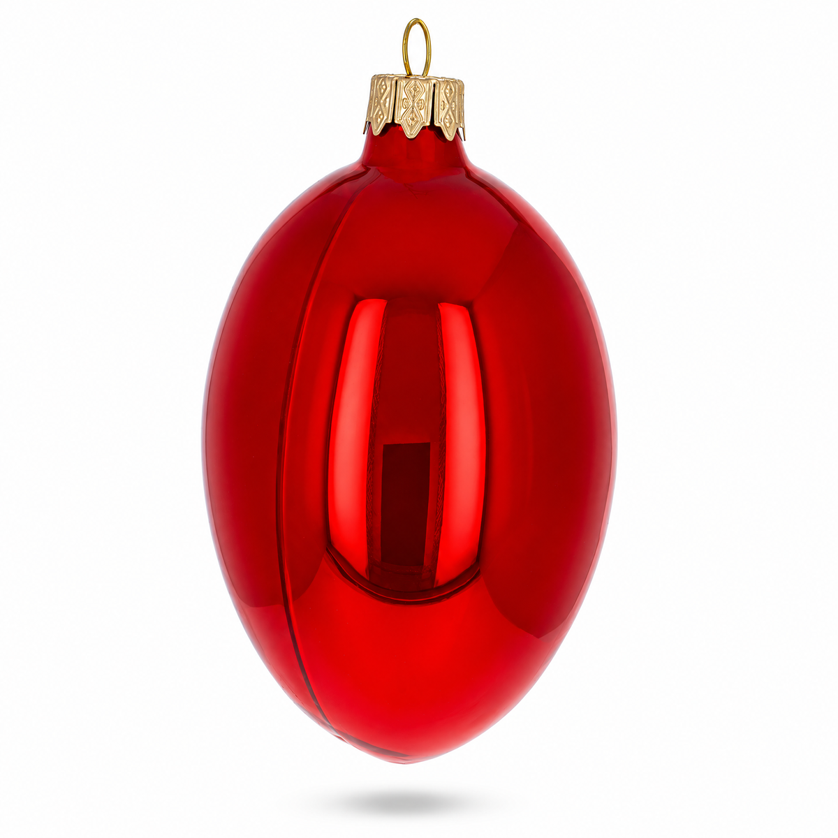Set of 6 Red Glossy Glass Egg Ornaments 4 Inches 2