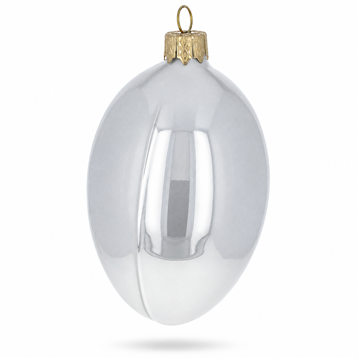 Set of 6 White Glossy Glass Egg Ornaments 4 Inches 2