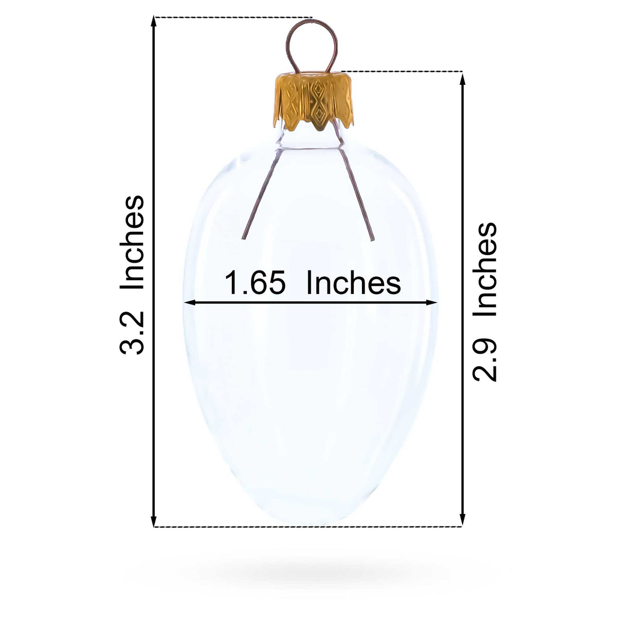 Set of 6 Clear Mini Glass Egg Ornaments 2.9 Inches 3