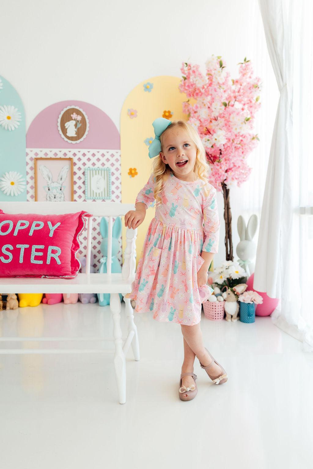 Preppy Peeps 3/4 Sleeve Pocket Twirl Dress 2