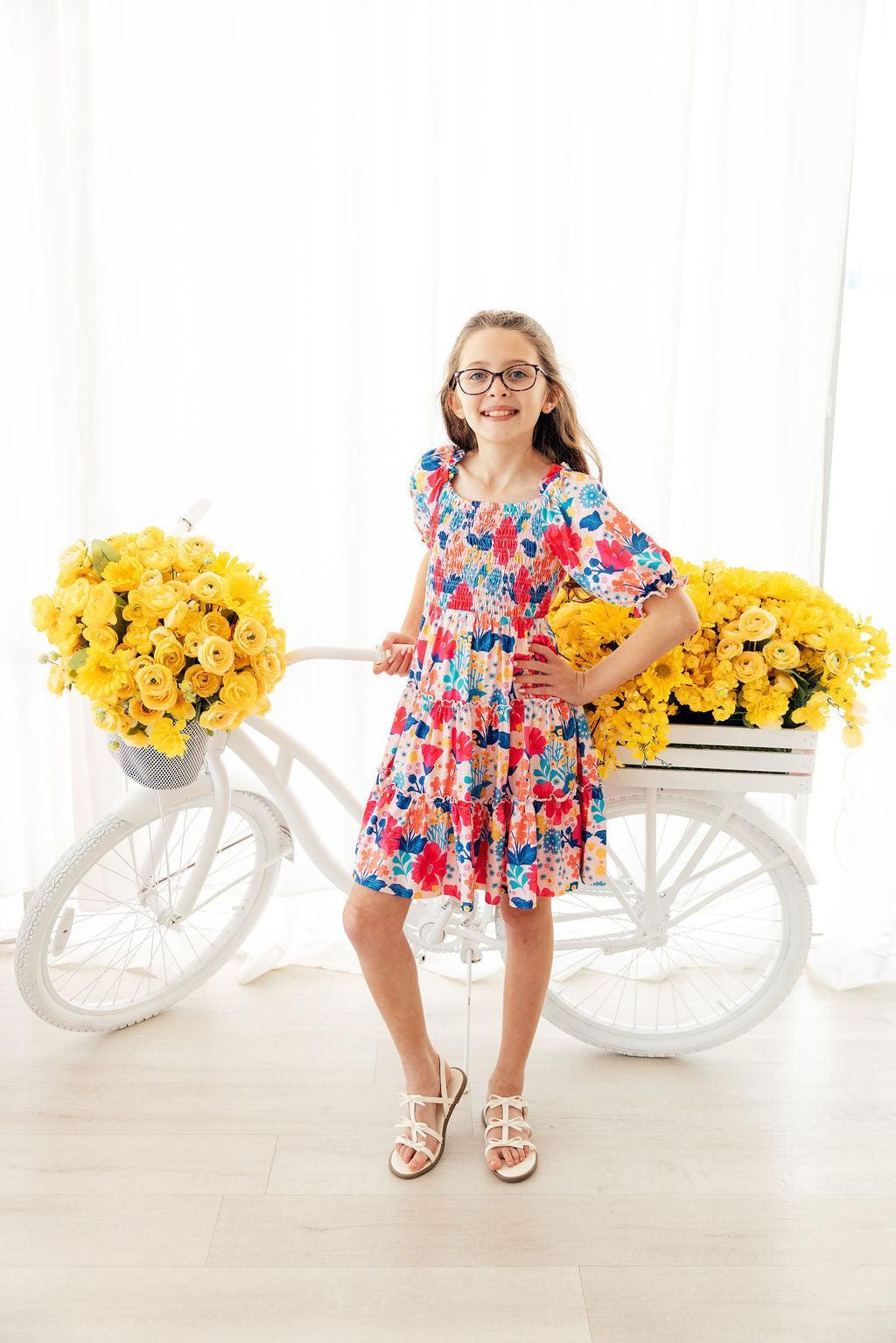 SALE Sunshine Garden Smocked Ruffle Dress 9