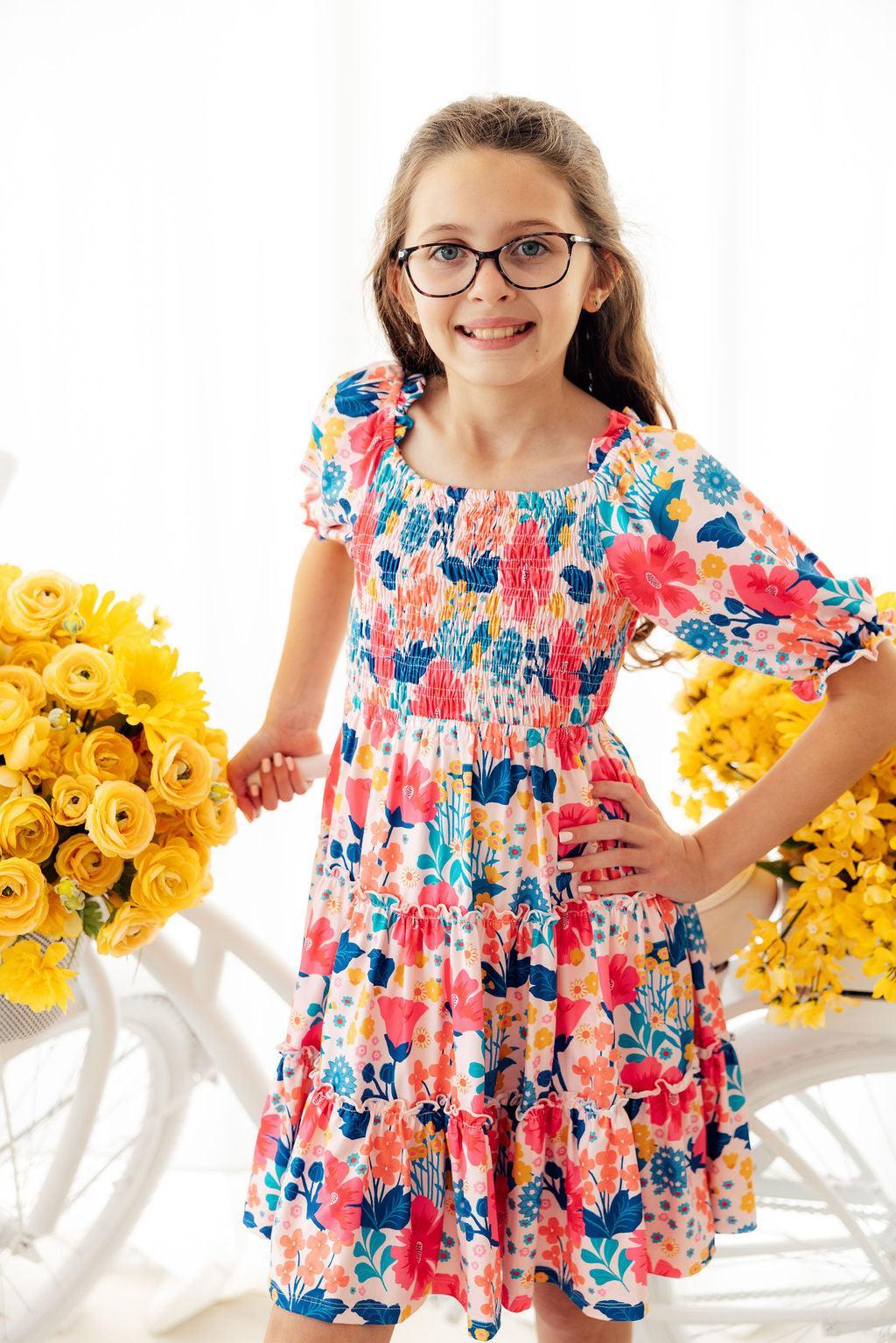 SALE Sunshine Garden Smocked Ruffle Dress 3