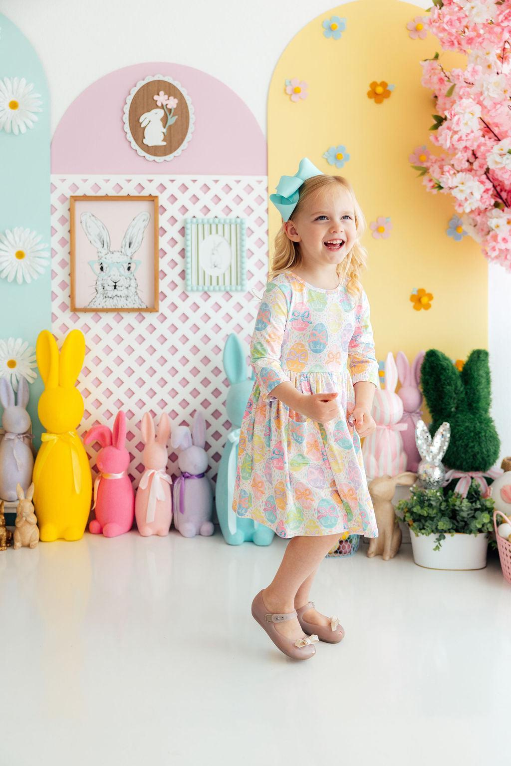 Egg-stra Cute 3/4 Sleeve Pocket Twirl Dress 6
