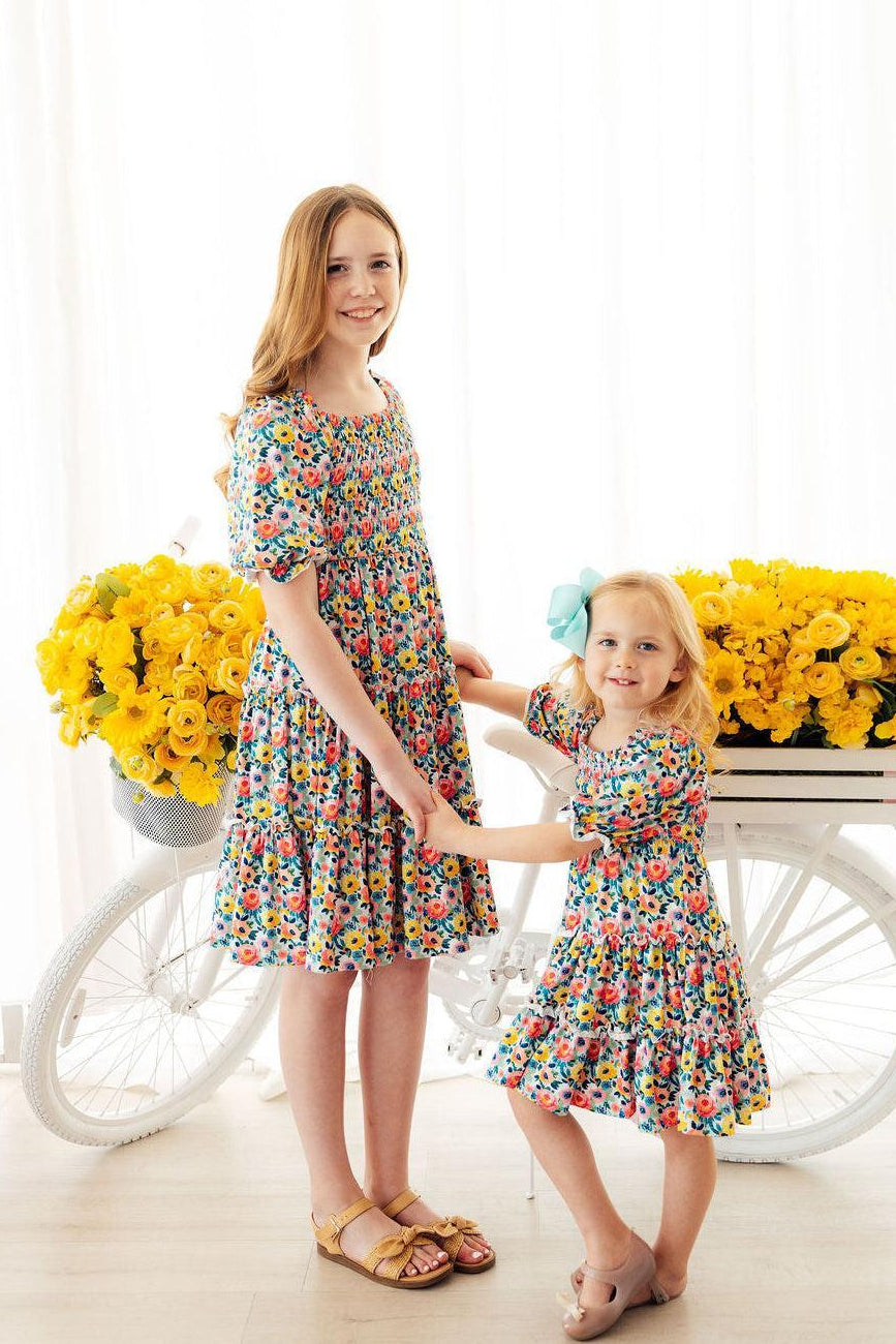 SALE Beautiful Blossoms Smocked Ruffle Dress 1