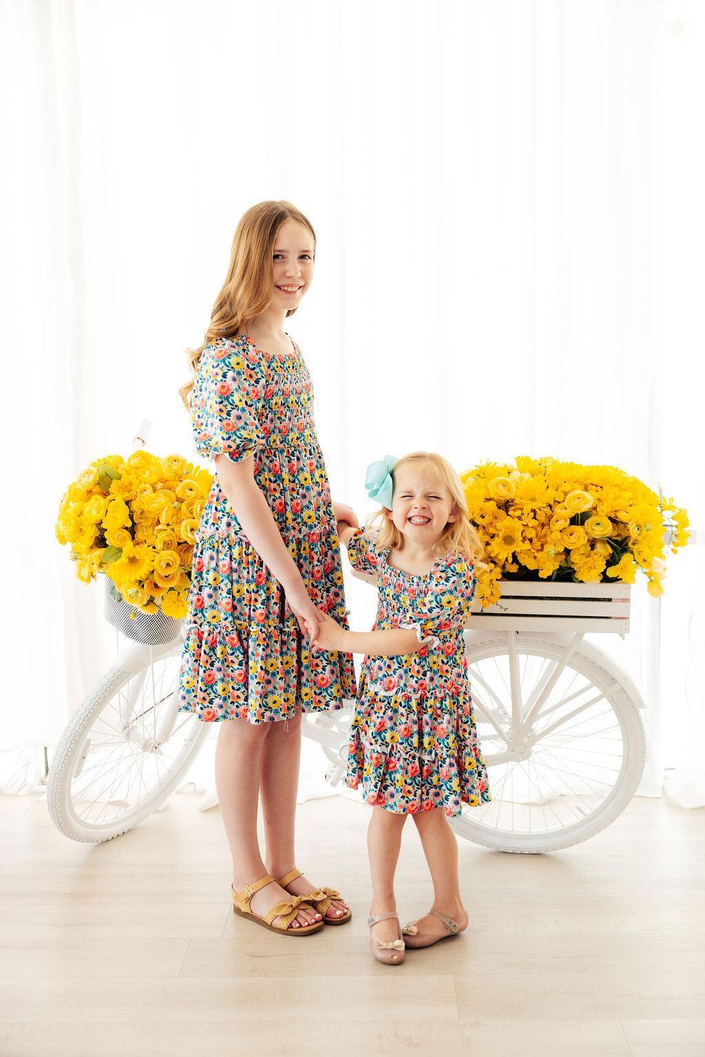 SALE Beautiful Blossoms Smocked Ruffle Dress 5