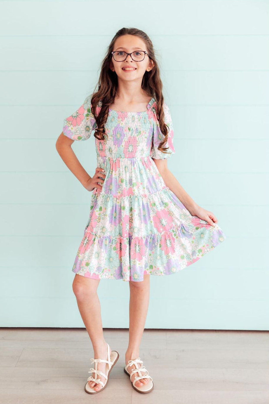 Minty Meadow Smocked Ruffle Dress 2