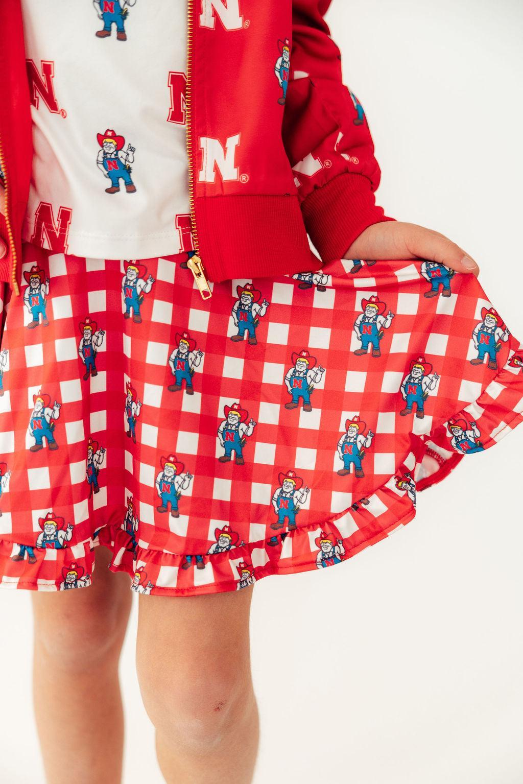 Nebraska Plaid Herbie Husker Twirl Skort 2