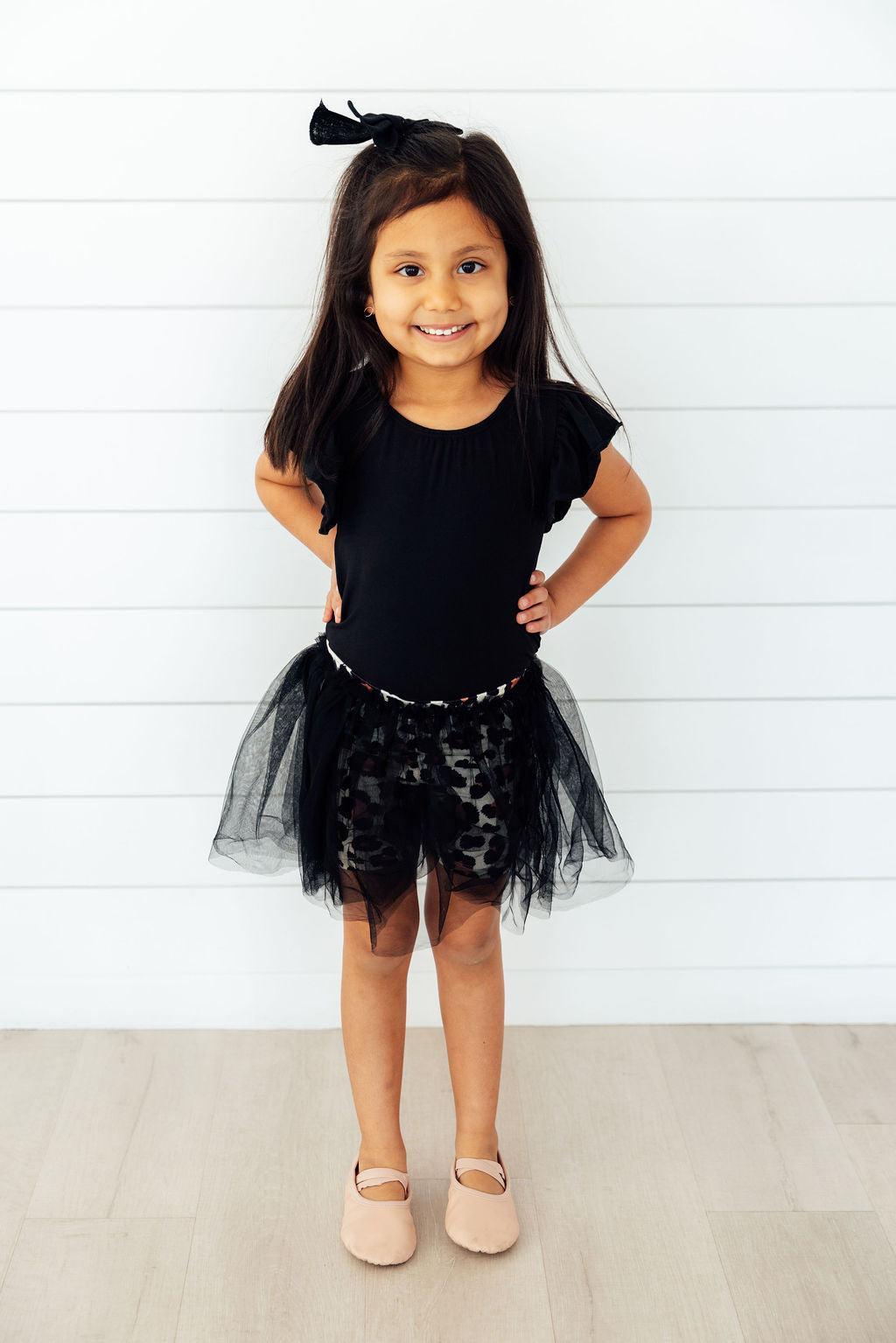 Black S/S Flutter Sleeve Leotard 2
