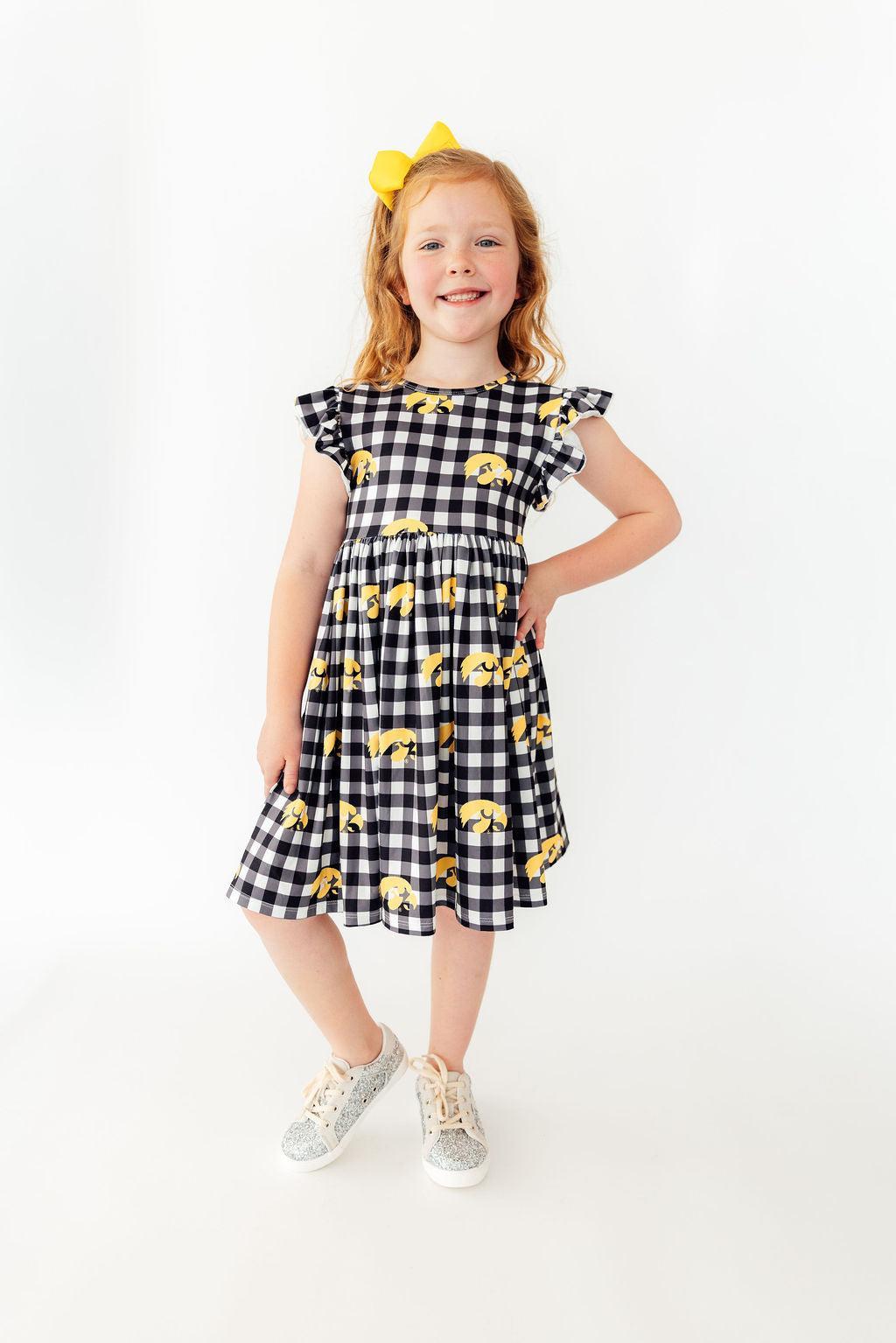 Iowa Plaid Tigerhawk Flutter Twirl Dress 4