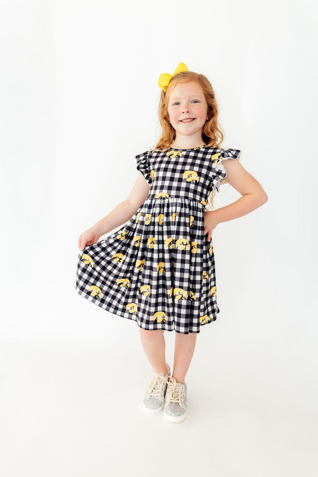 Iowa Plaid Tigerhawk Flutter Twirl Dress 2