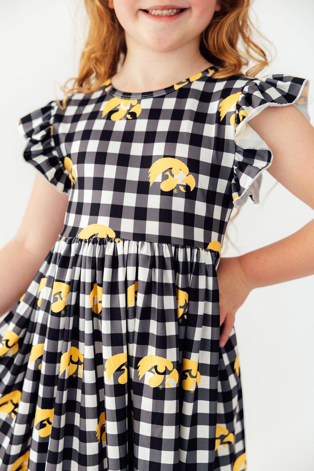 Iowa Plaid Tigerhawk Flutter Twirl Dress 1