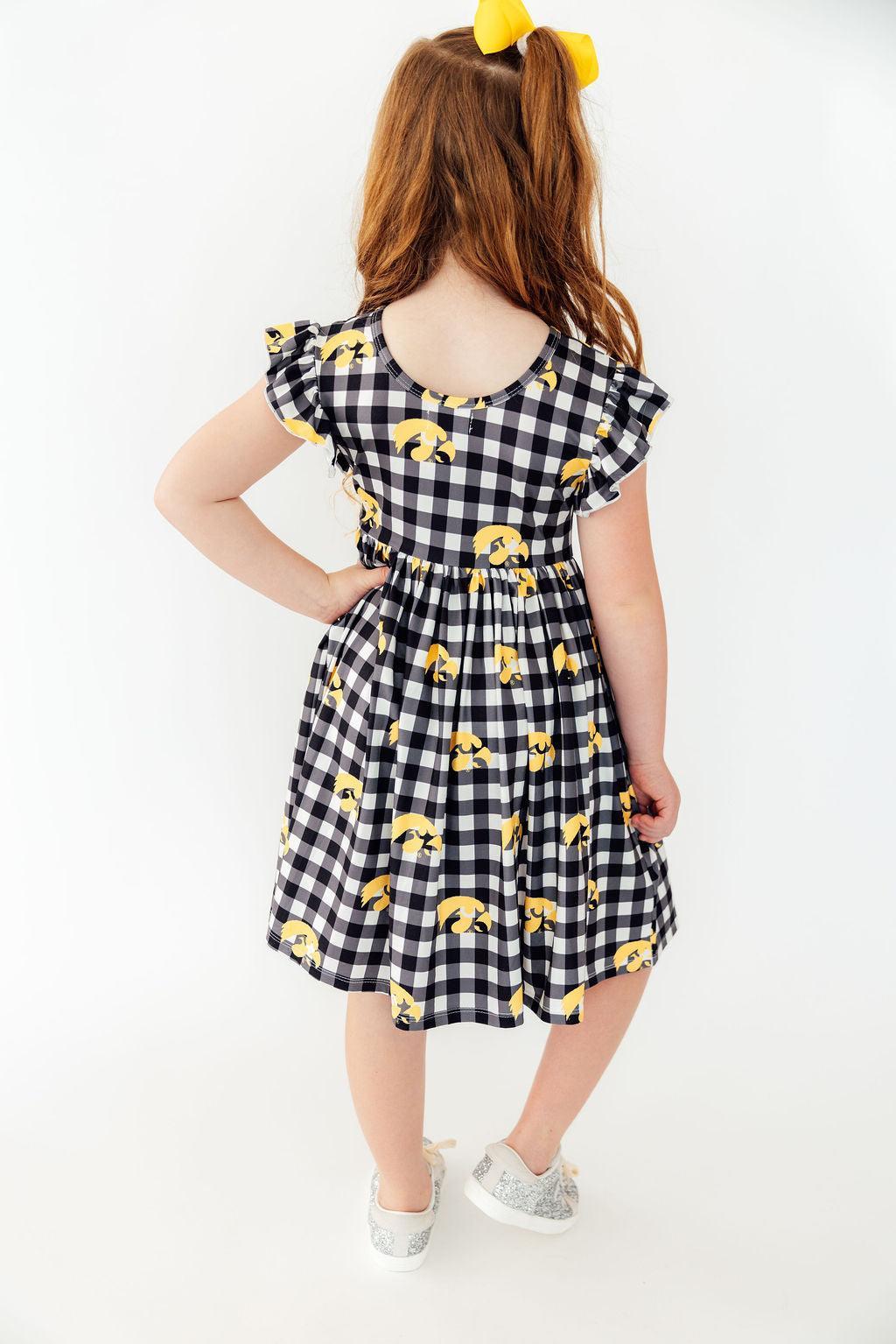 Iowa Plaid Tigerhawk Flutter Twirl Dress 3